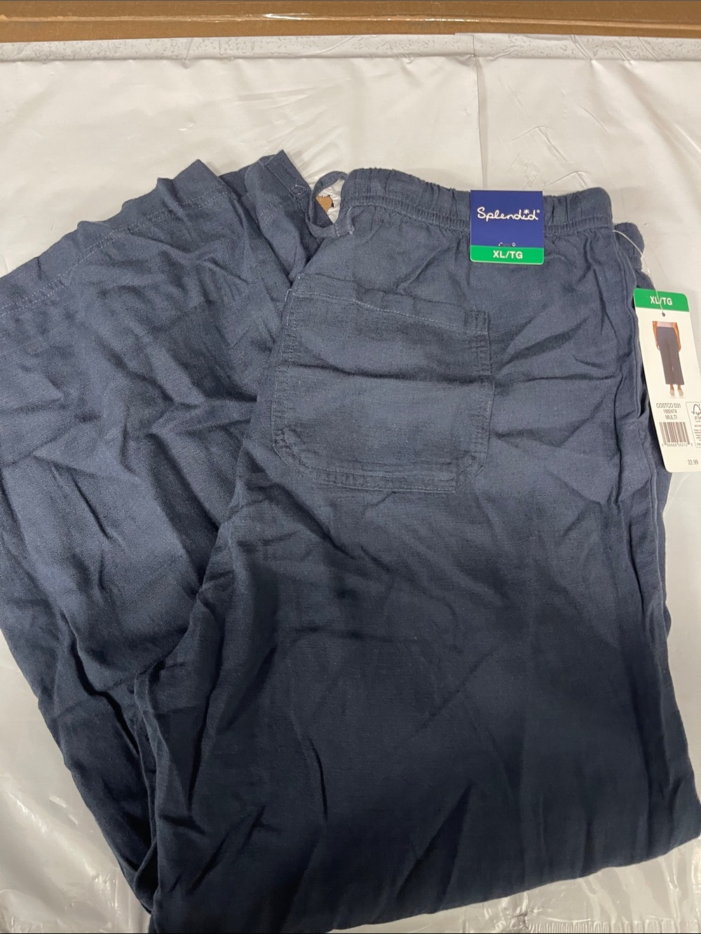 Splendid Men’s Navy Elastic-Waist Linen-Blend Joggers